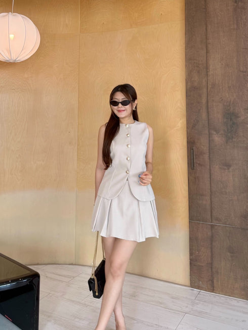 Casual Long Vest With Mini Skort